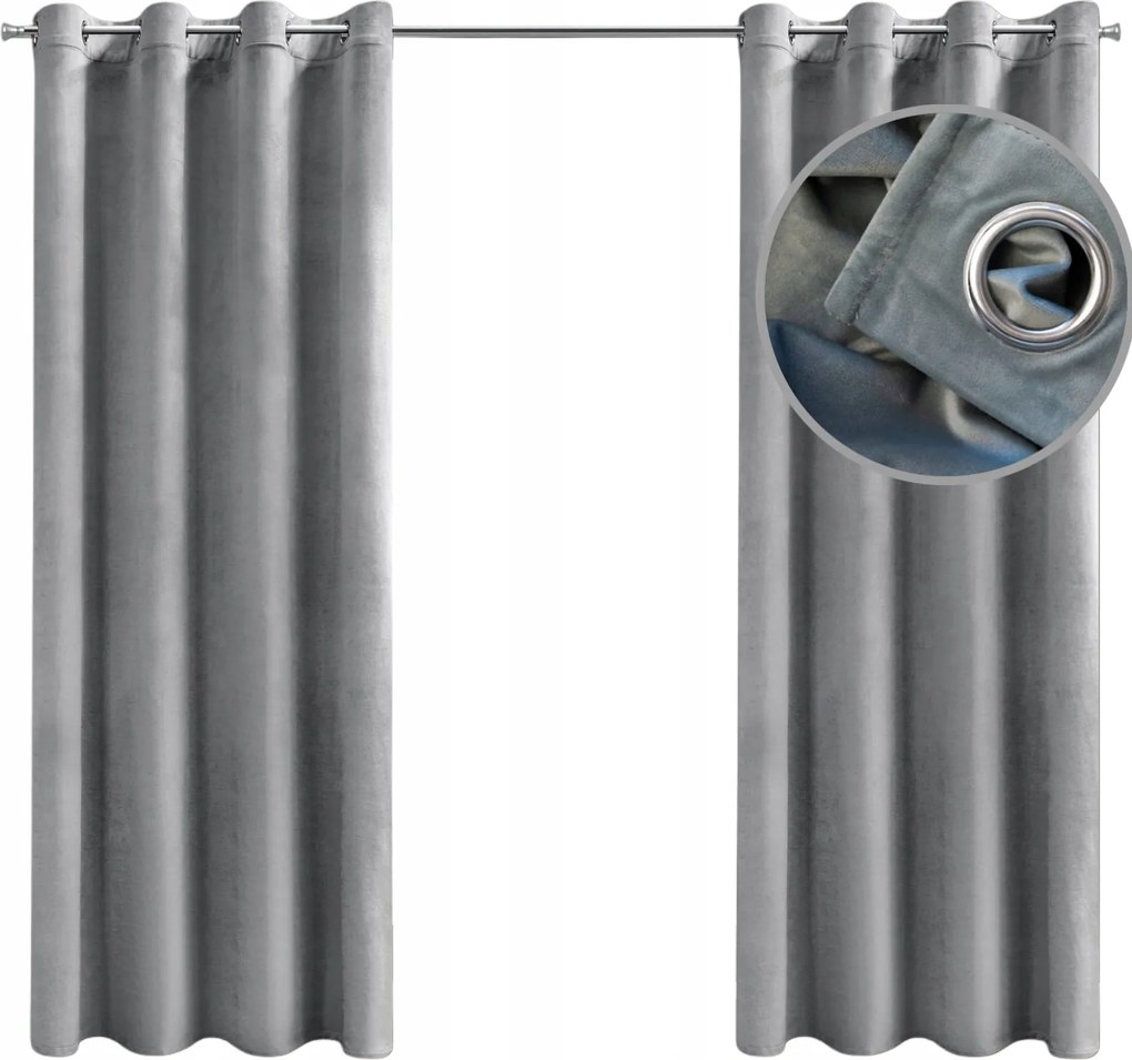 Glamour Függöny 140x250 cm velúrból – Puha bársony, szürke