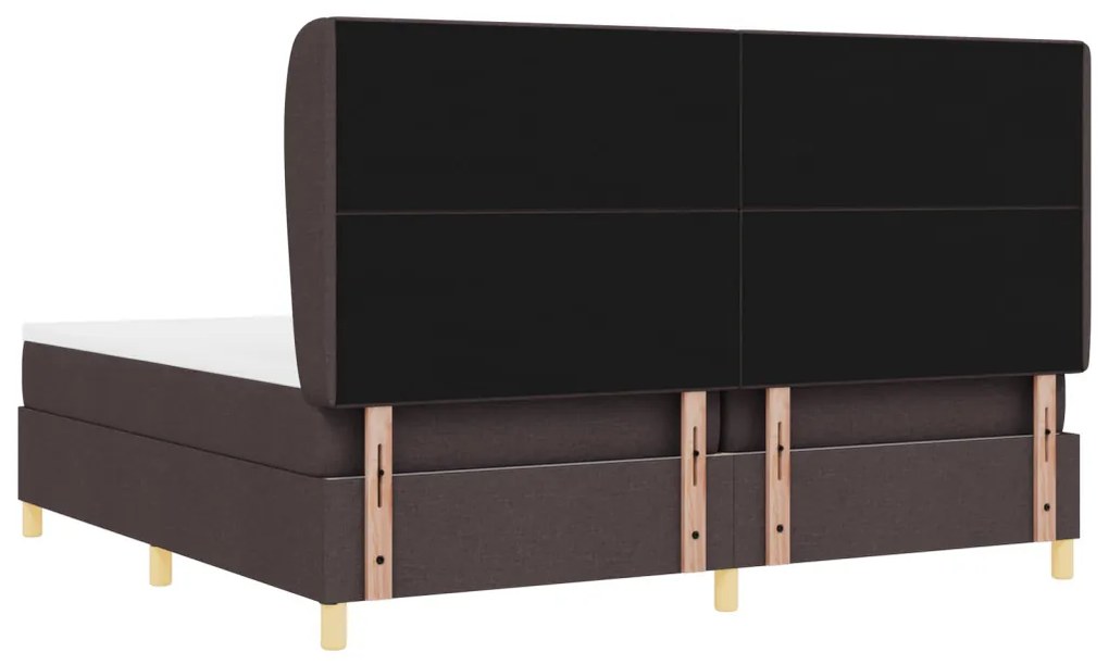 Boxspring Ágy Matraccal - Sötétbarna, 200x200 cm, Szövet