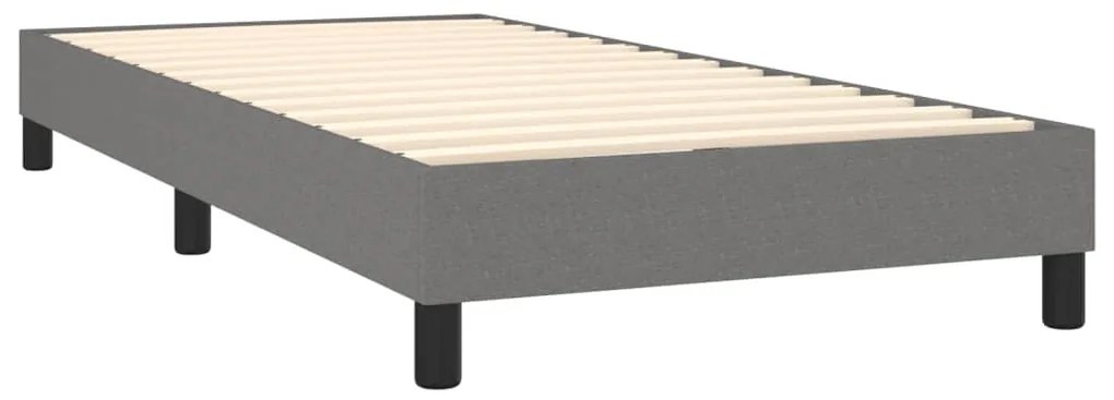 sötétszürke szövet rugós és LED-es ágy matraccal 90x190 cm