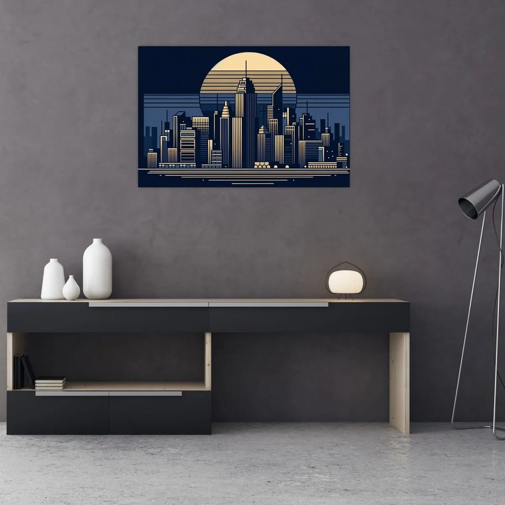 Kép – Geometrikus város (90x60 cm)