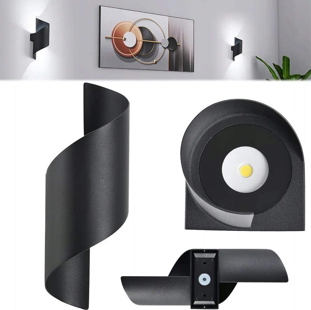 Led beltéri, fali lámpatest fekete Kültéri és beltéri fali lámpa 10W