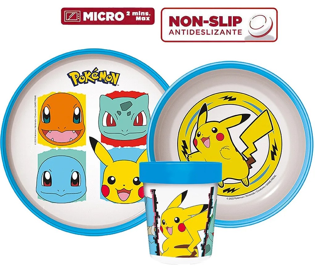 Pokémon Original Team csúszásmentes étkészlet, micro műanyag szett