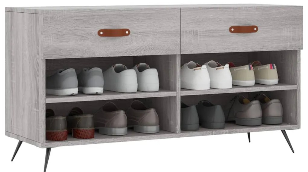 szürke sonoma színű szerelt fa cipőpolc 102 x 35 x 55 cm