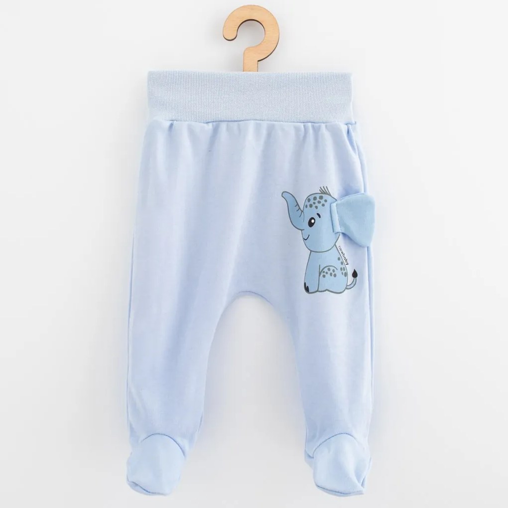Baba pamut lábfejes nadrág New Baby Happy Elephant blue, vel. 74 (6-9 h)