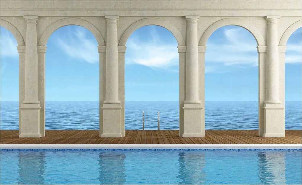 Fotótapéta Ocean Árkádia Luxus Oszlopok Medence Relaxáció 312x219 +ragasztó