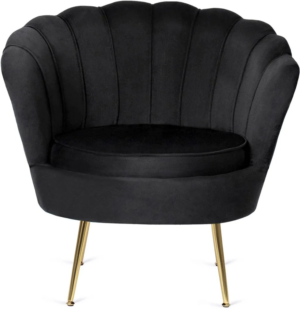 Elegáns Fotel Lábtartóval Fekete Bársony Kárpittal. GRAND