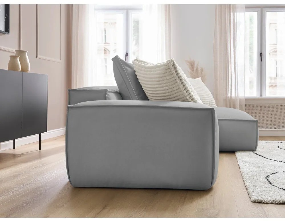 Világosszürke bőrutánzat sarokkanapé (variálható) Boheme – Bobochic Paris