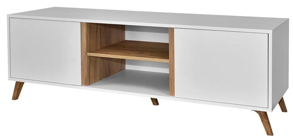 TV asztal + szekrény Barbara 150 WL05 (fehér + fehér + arany craft tölgy). 1059075