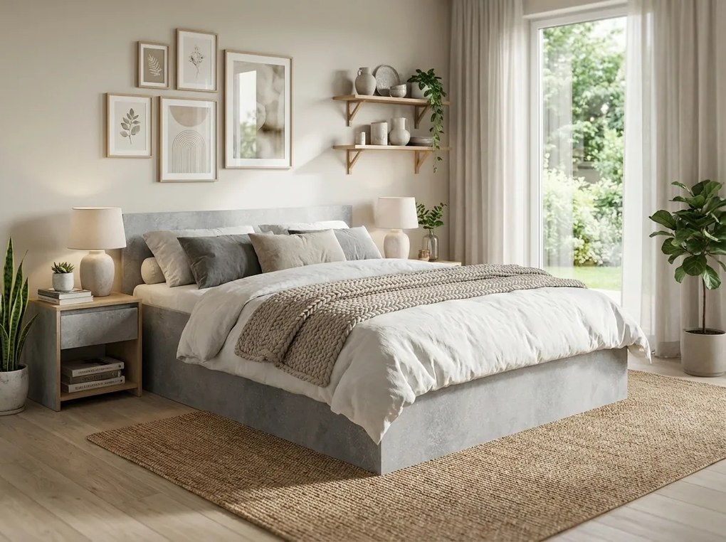 Ágy SOFIA 120 x 200 cm, beton Ágyrács: Léces ágyrács, Matrac: Coco Maxi 20 cm matrac