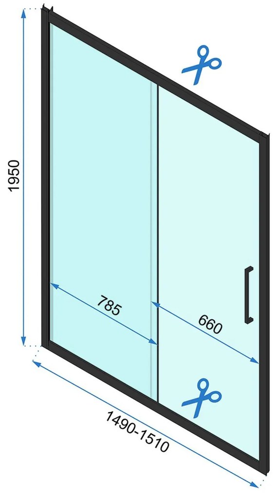 Rea Rapid Slide, 3 falú zuhanykabin 110 (ajtó) x 100 (fal) x 100 (fal) x 195 cm, 6mm átlátszó üveg, arany fényes profil, KPL-09421