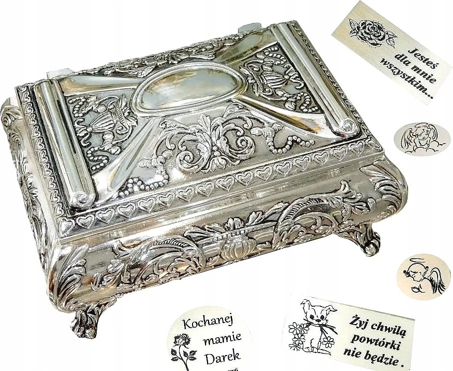Ezüst ékszerdoboz empire stílus nagymama gravírozás d