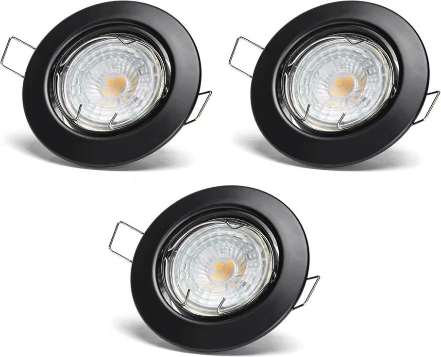Aigostar - 3 darabos beépíthető LED lámpa szett, 1×GU10/4,5W/230V, 4000K, fekete