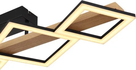 Globo 67288D2 Mennyezeti lámpa fém fekete matt, MDF fa sötét, ABS fekete matt, műanyag fehér, HxSzxM: 920x300x130mm, kis négyzetek 16 x 16 cm, nagy négyzetek 22 x 22 cm, LED 35W 230V, 3700lm forrás, 18800 kimenő, 3000K