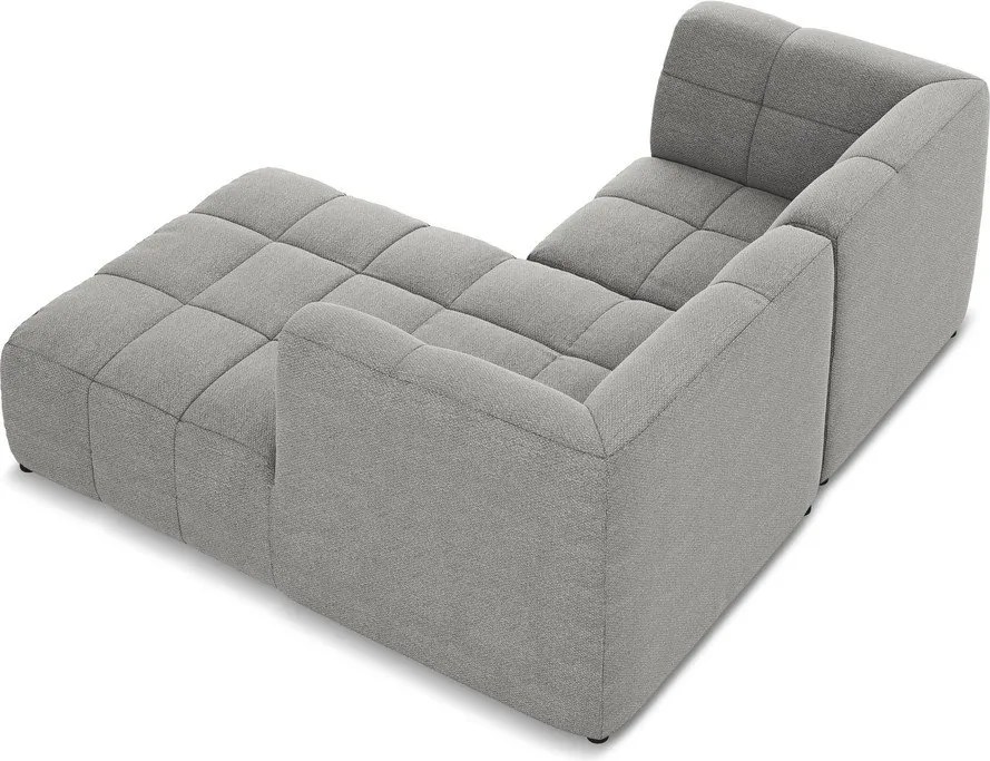 Szürke buklé sarokkanapé (jobb oldali-heverő résszel) Aloha – Makamii