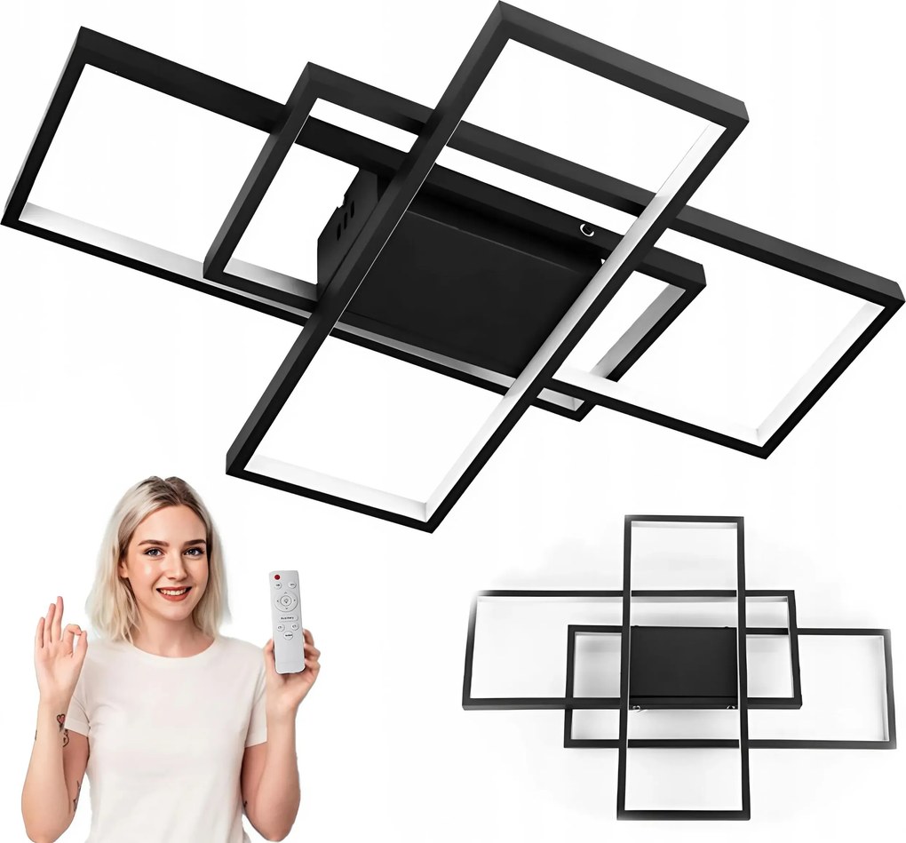 Led Mennyezeti Lámpa Fekete Modern Loft Távirányítóval Változtatható Szín 3 Szín