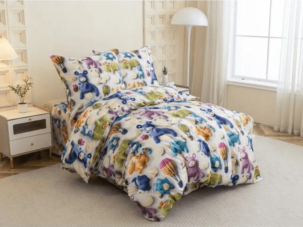 Gyermek mikroszálas ágynemű WOOLIMALS színes Ágyneműhuzat mérete: 70 x 80 cm | 140 x 200 cm