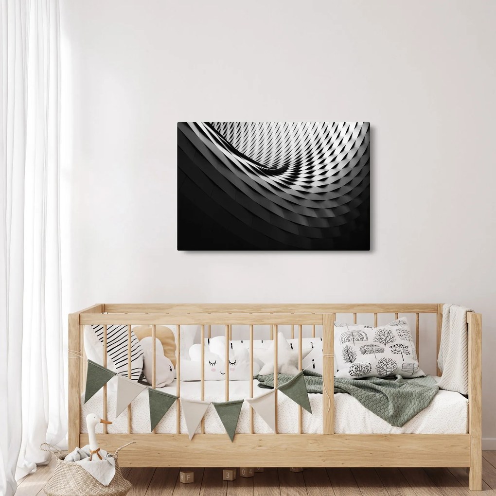 Absztrakt kép - fekete-fehér spirál (90x60 cm)