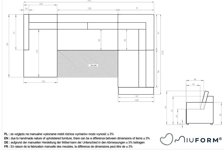 Világosbarna kinyitható tárolóhelyes moduláris sarokkanapé (jobb oldali) Lulu – Miuform