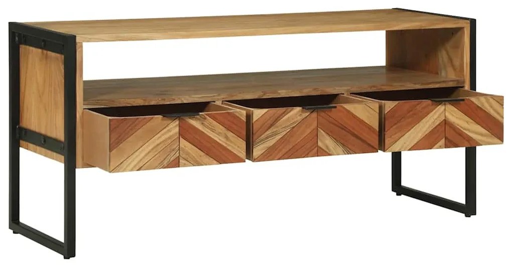 TV szekrény fiókkal Barna 100 x 35 x 50 cm Tömör akácfa