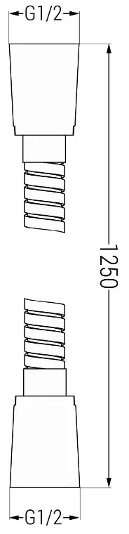 Mexen tartozékok, Zuhanycső 125 cm, acél, fekete, 79435-70