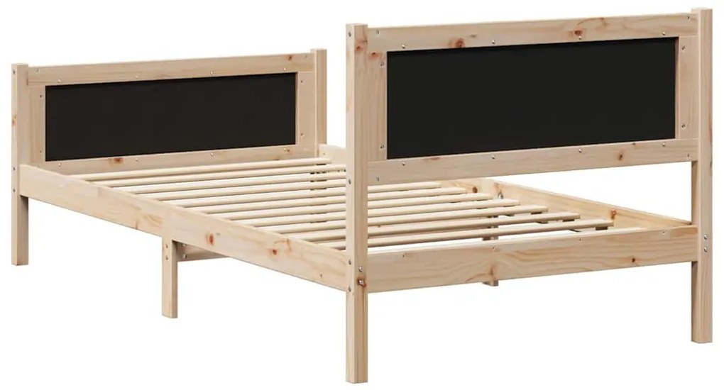 Ágykeret fejtámlával Barna és fekete 100 x 200 cm Tömör fenyőfa