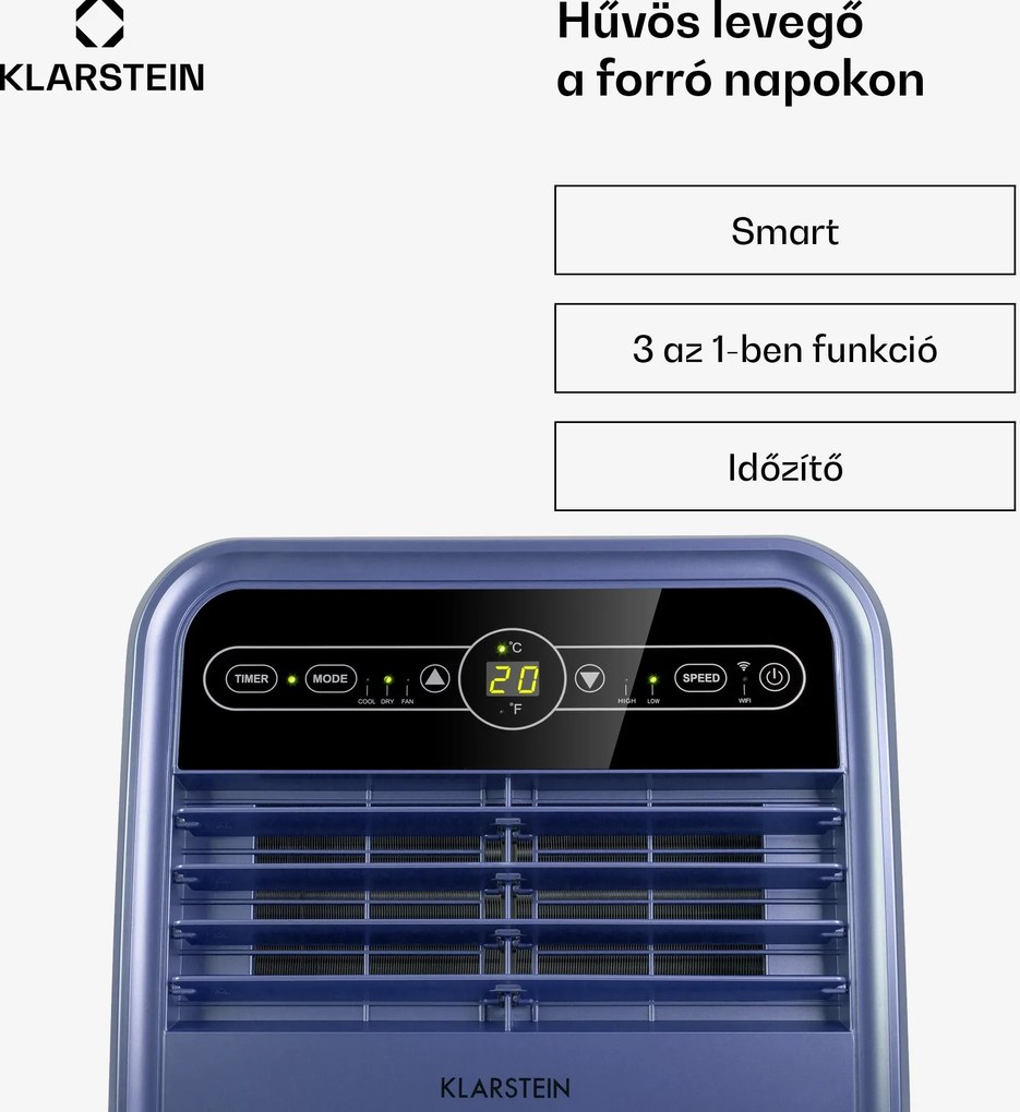 Klarstein Metrobreeze New York Smart 7k, mobil klíma, 7000 BTU / 2,1 kW, A energiaosztály, távirányító