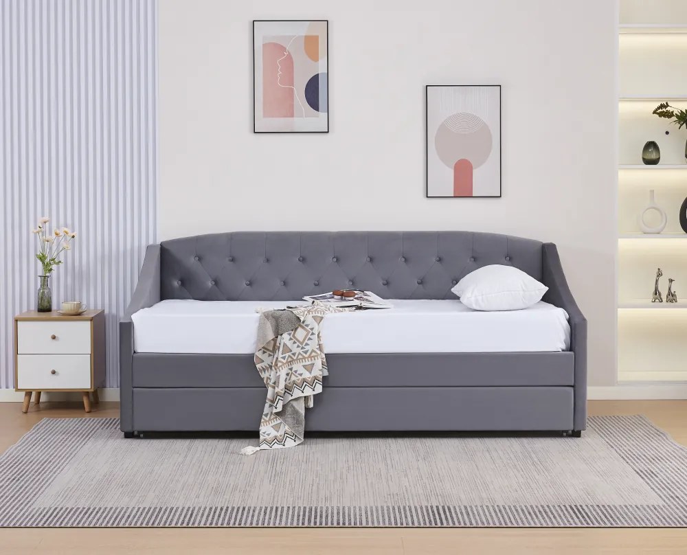 Kihúzható ágy, szürke, ALODA