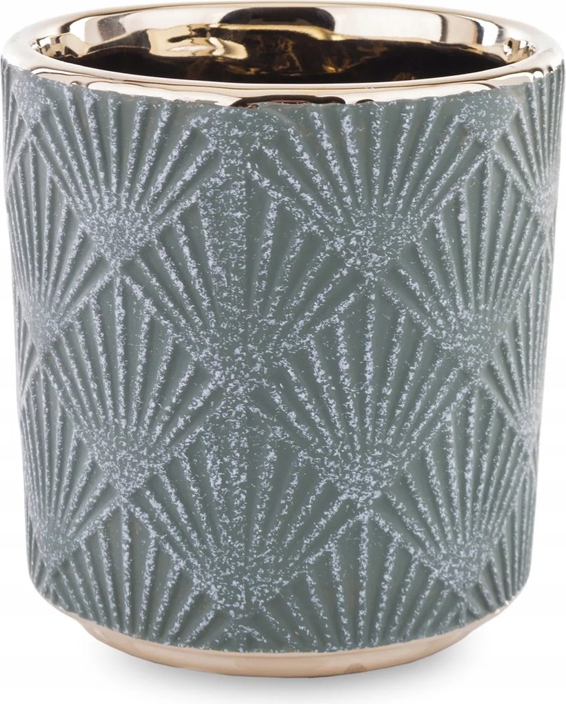 Virágtartó fedél Arany zöld kerámia