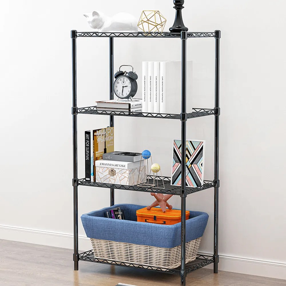 Polcállvány, 4 polcos, fekete, SUER TYP 1