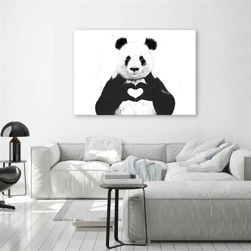 Gario Vászonkép Panda szívvel - Rykker Méret: 100 x 70 cm