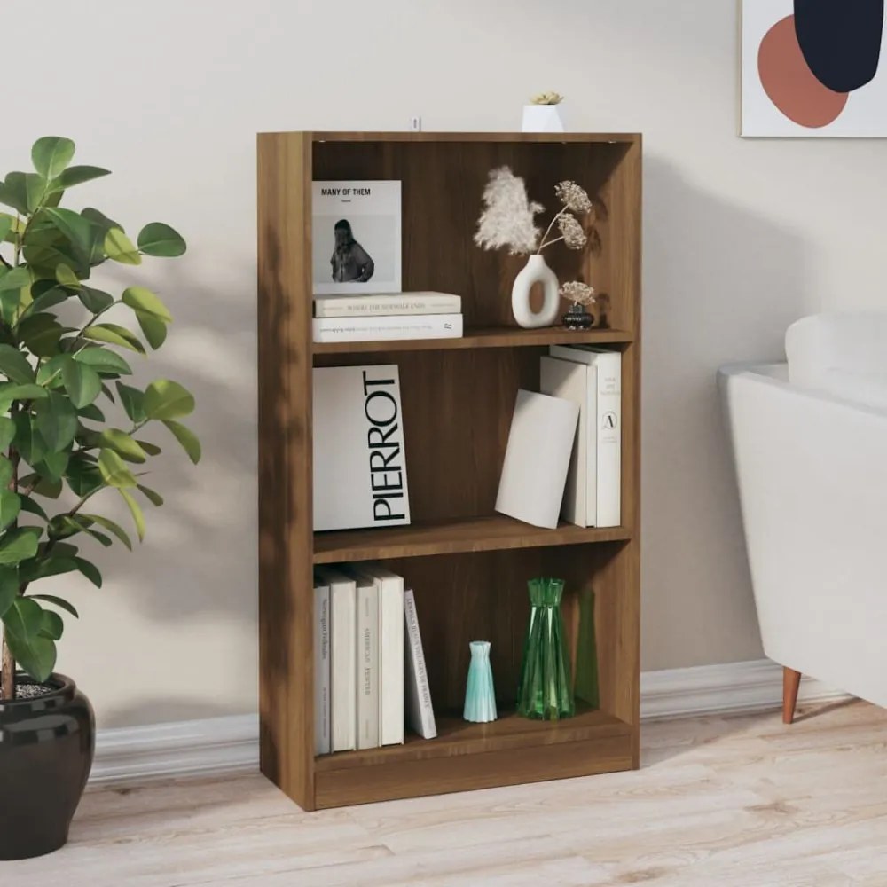 barna tölgyszínű szerelt fa könyvszekrény 60 x 24 x 109 cm