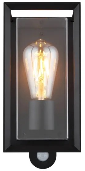 Globo 31982SS -Érzékelős kültéri fali lámpa LOGANA 1xE27/60W/230V IP44 fekete