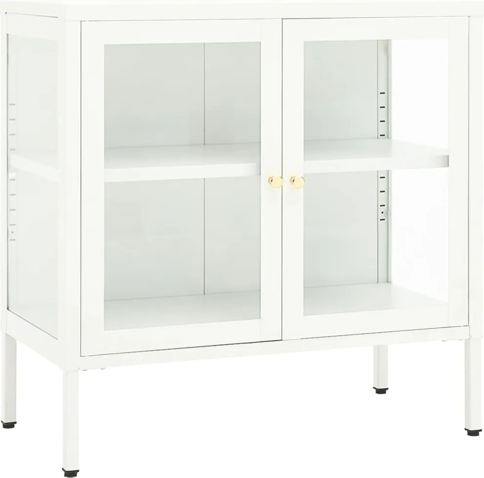 vidaXL fehér acél és üveg tálalószekrény 70 x 35 x 70 cm