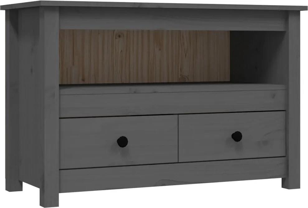 vidaXL szürke tömör fenyőfa TV-szekrény 79 x 35 x 52 cm