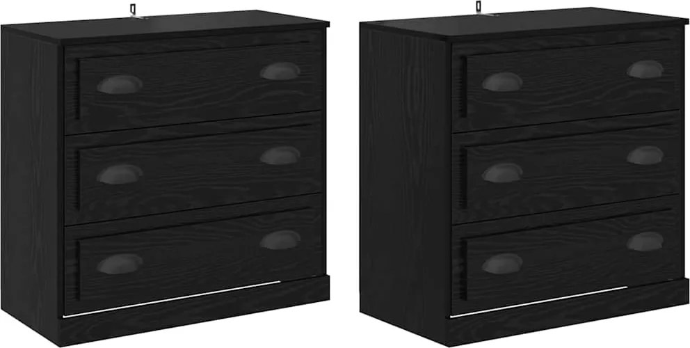 vidaXL Oldalszekrények 2 pcs Fekete tölgy 70 x 35,5 x 67,5 cm Faanyag