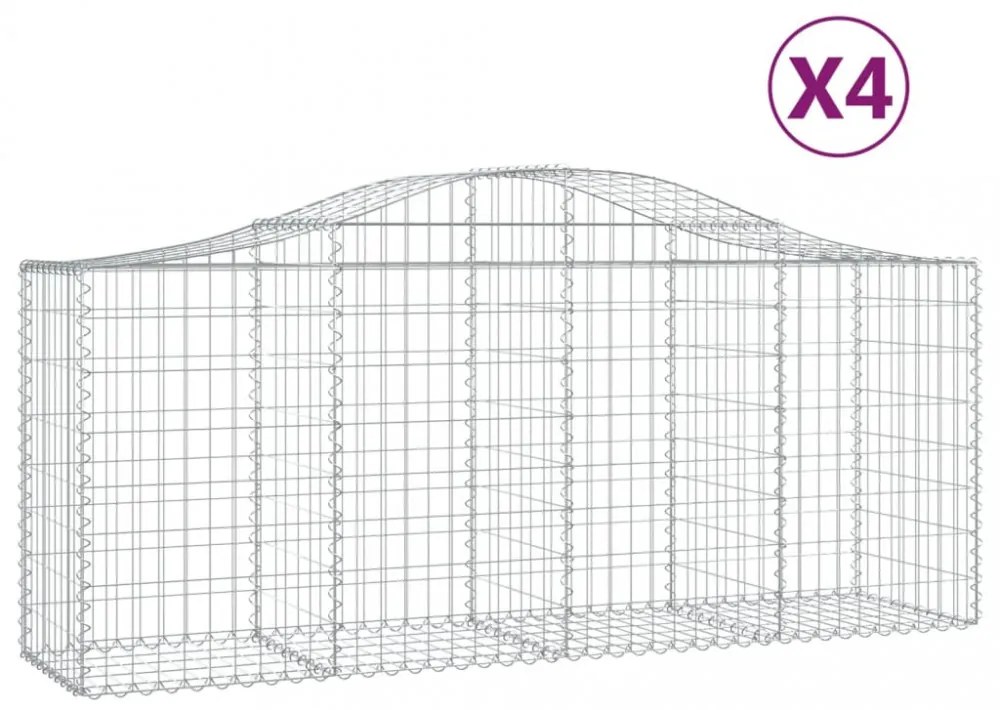 4 db íves horganyzott vas gabion kosár 200x50x80/100 cm