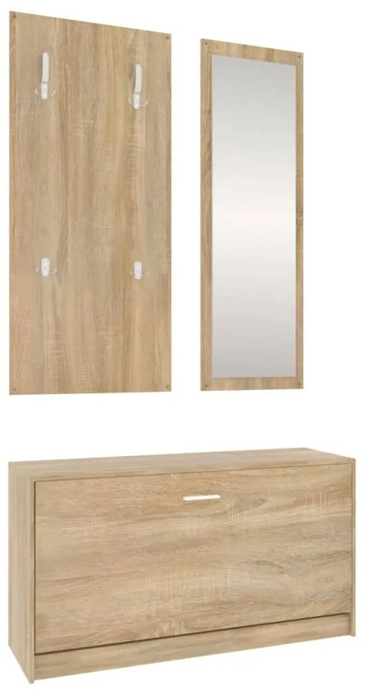 3 az 1-ben cipősszekrény szett sonoma tölgyfa mintával