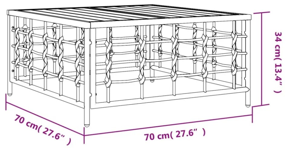 antracitszürke polyrattan kerti asztal 70 x 70 x 34 cm