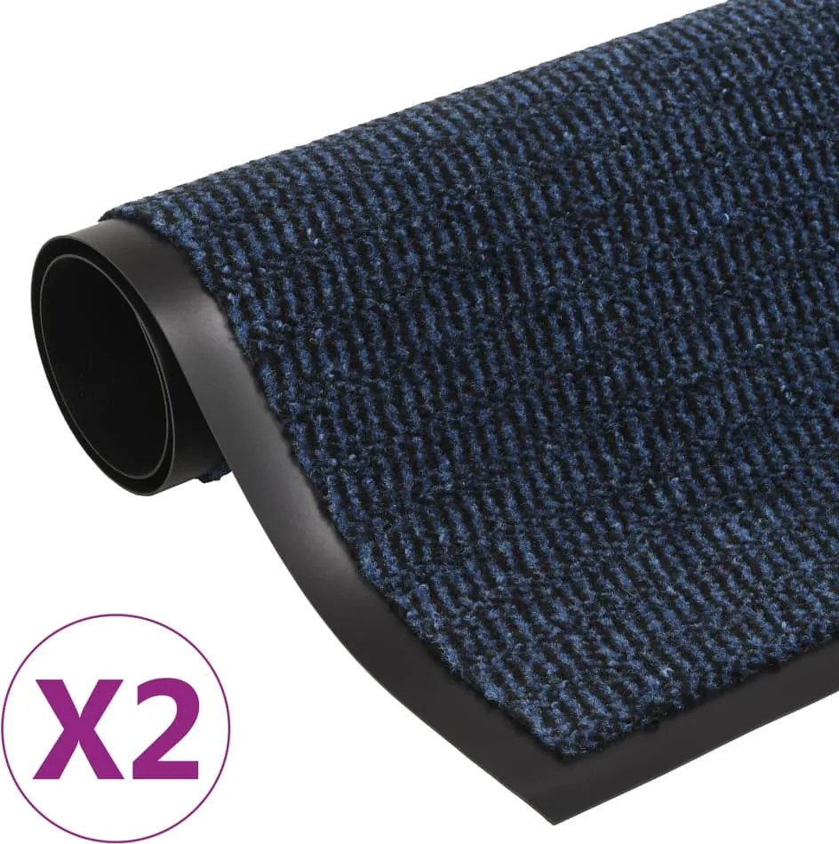 vidaXL 2 db kék négyszögletes bolyhos szennyfogó szőnyeg 40 x 60 cm