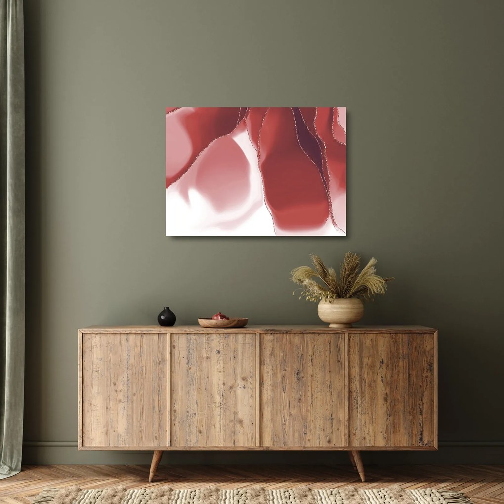 Üveg kép - Piros absztrakt virág N⁰3 (70x50 cm)