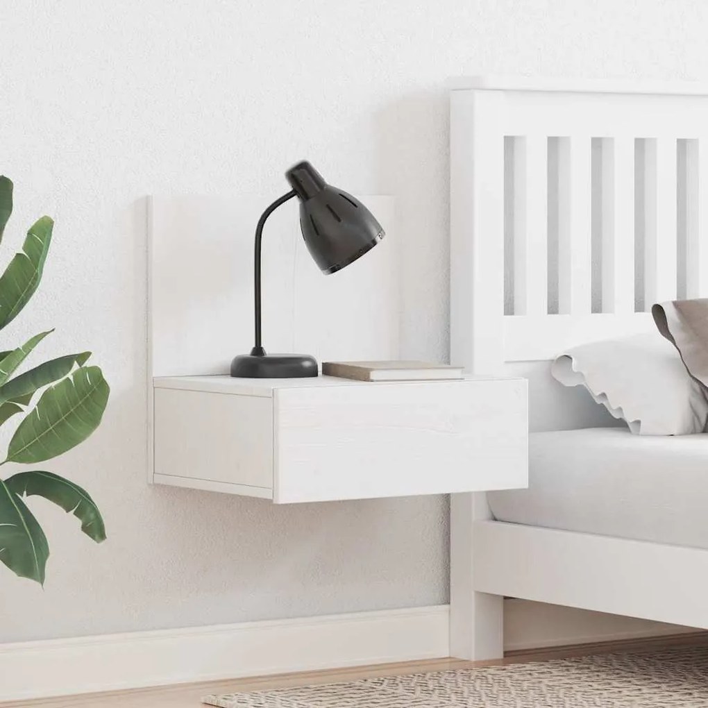 Éjjeli asztal 2 pcs Fehér 42 x 32.5 x 40 cm Tömör fenyőfa