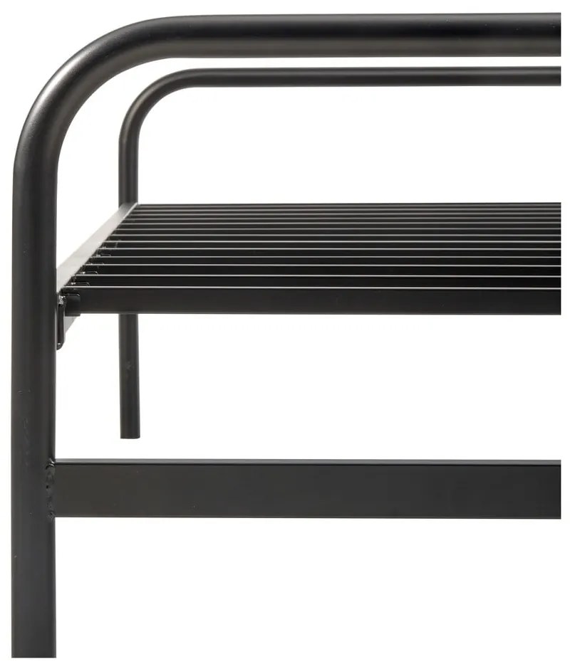 Fekete fém összecsukható egyszemélyes ágy ágyráccsal 90x200 cm Lucy – WOOOD