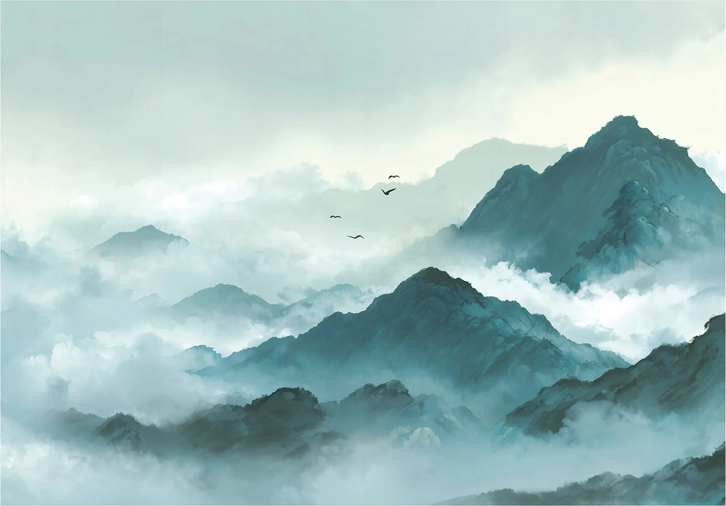 Fotótapéta Hégység Köd Természet Madarak Hálószoba Nappali Tapéta Vlies 250x175