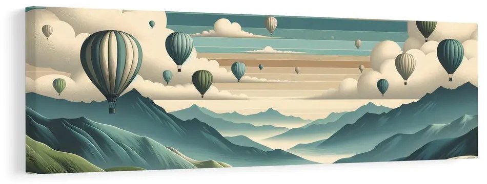 Kép hegyek és ballonokkal teli égbolt