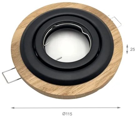 3 darabos TOBBY süllyesztett mennyezeti lámpa 1xGU10/20W/230V, Ø 11,5 cm, tölgy/fekete