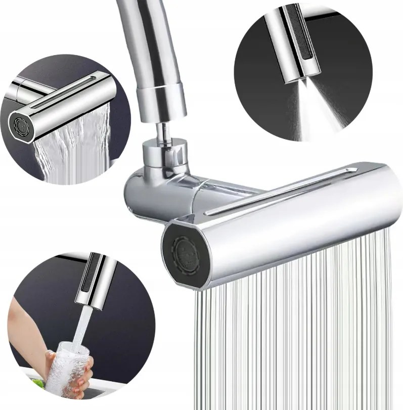 Hosszabbító Perlátor Konyhai Csaptelep Forgófej 4 Funkció 360