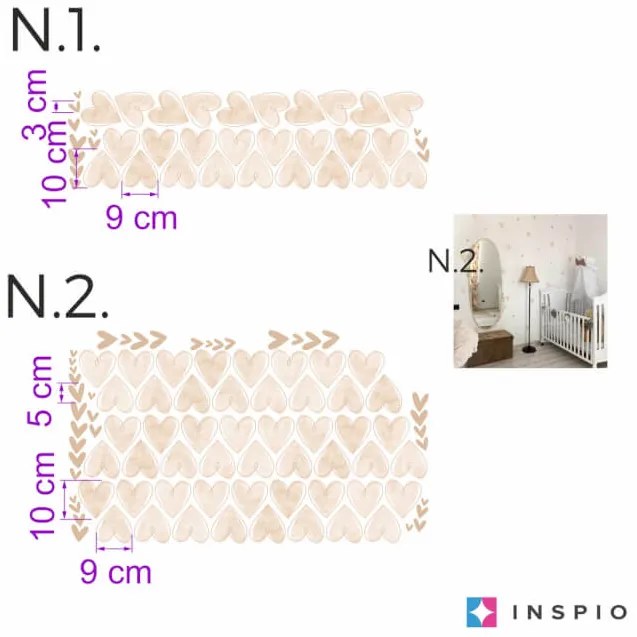 INSPIO Szívecskés akvarell falmatrica gyerekszobába