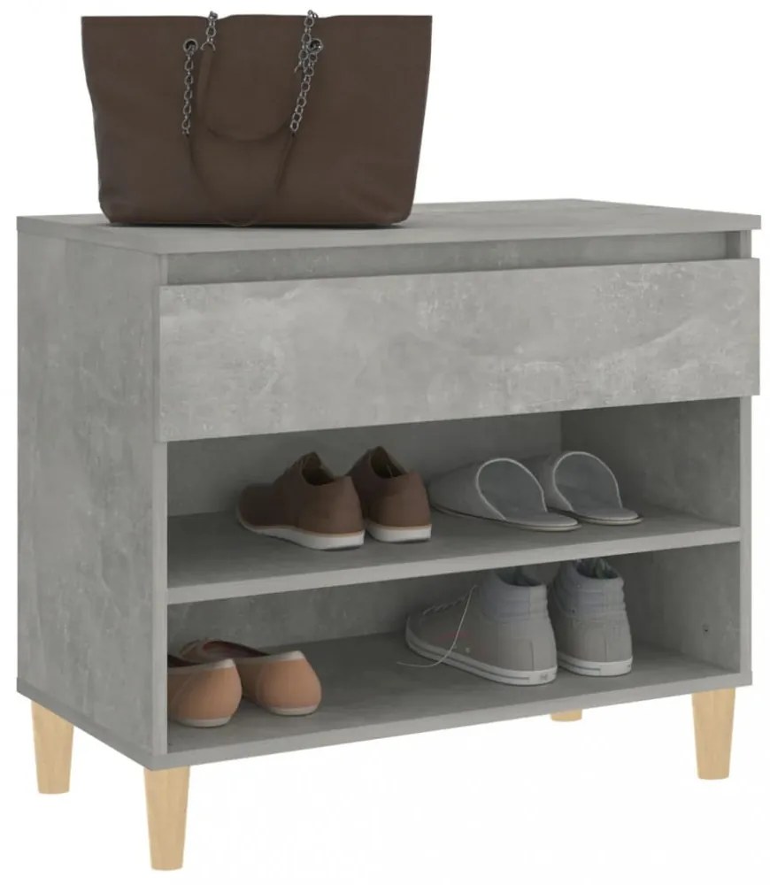 betonszürke szerelt fa cipőszekrény 70x36x60 cm