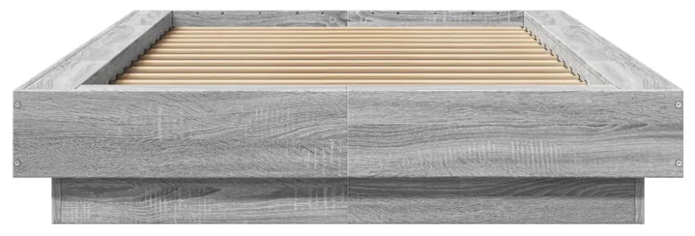 szürke sonoma színű szerelt fa ágykeret LED-del 75x190 cm