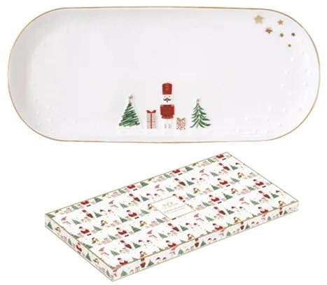 Karácsonyi Porcelán tálca 34,5x15 cm díszdobozban Let it Snow